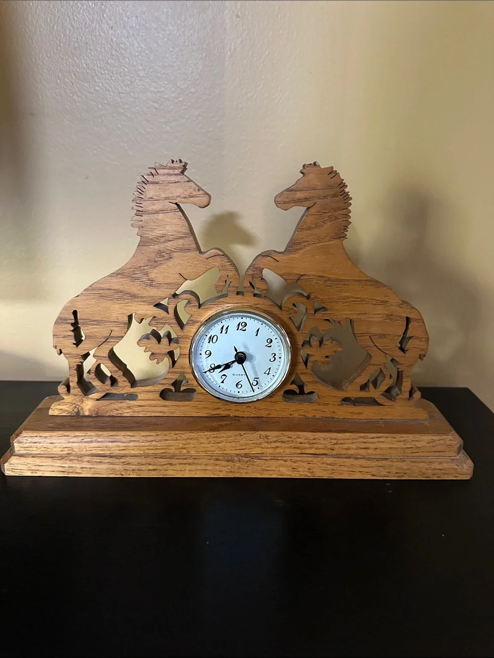 Wooden Horse Wall Clock - Natural Oak Finish